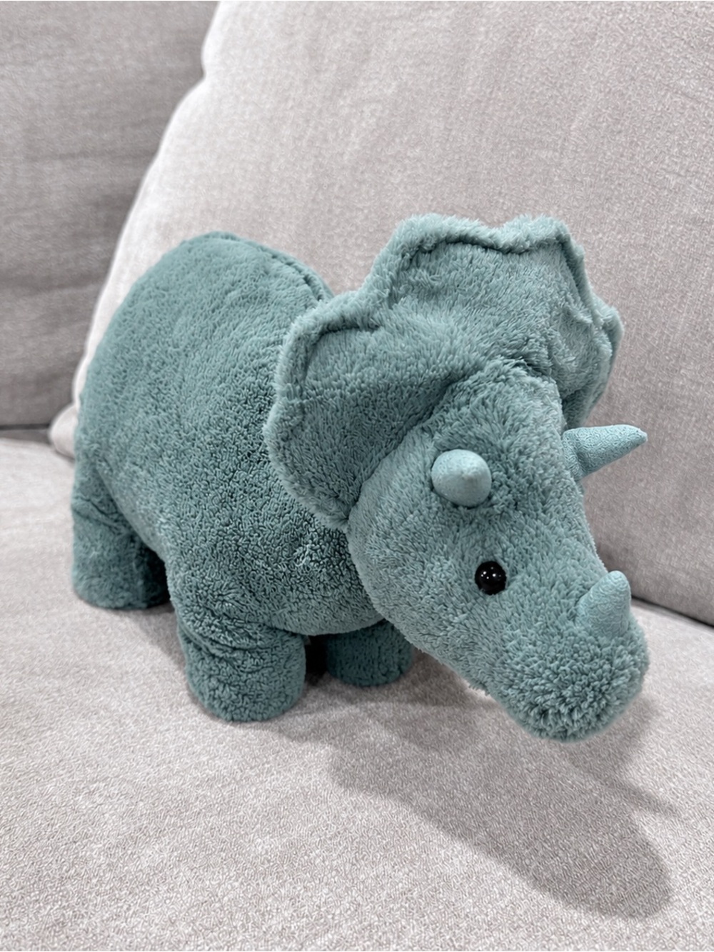 Jellycat Fossilly Triceratops Medium Plush RETIRED Sage Teal Dinosaur